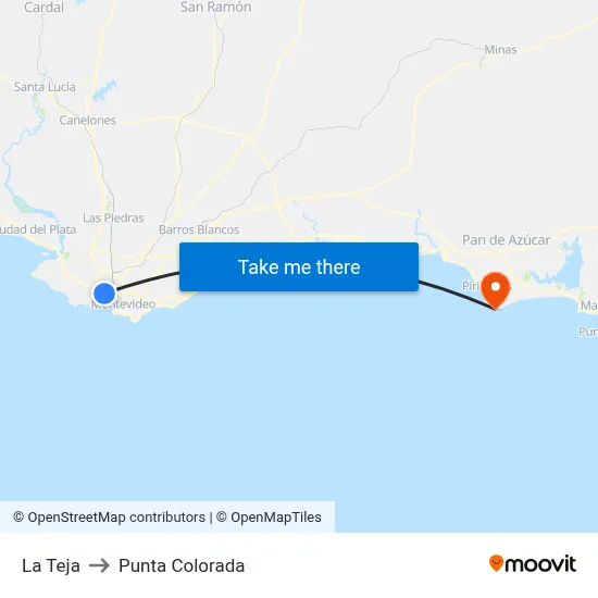 La Teja to Punta Colorada map