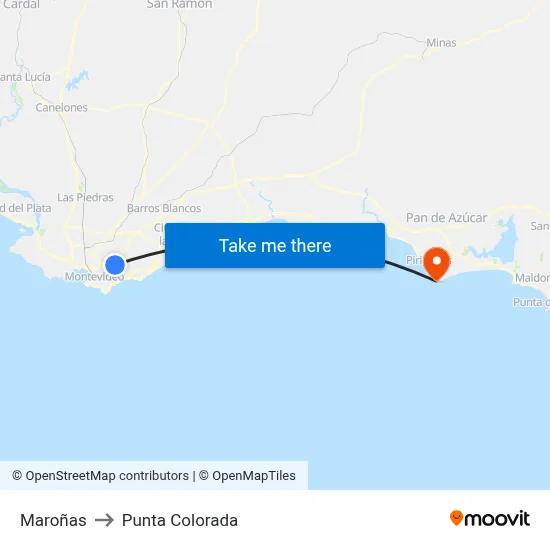 Maroñas to Punta Colorada map