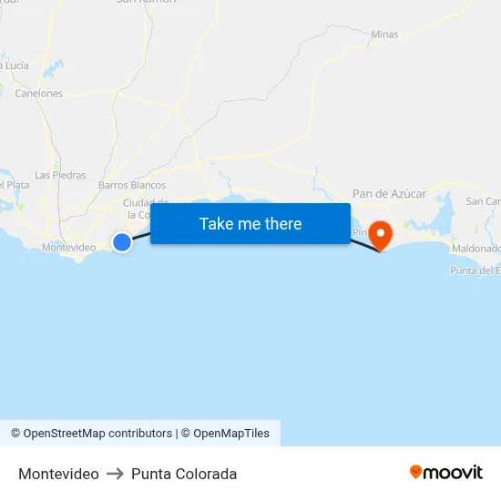 Montevideo to Punta Colorada map