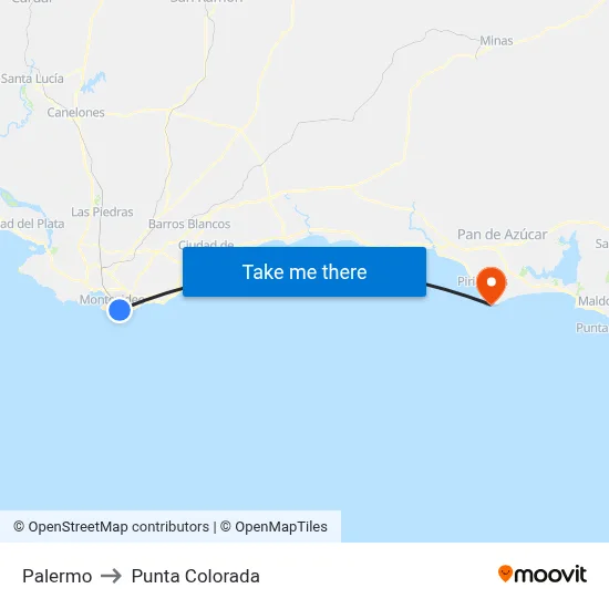 Palermo to Punta Colorada map