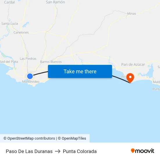 Paso De Las Duranas to Punta Colorada map