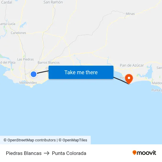 Piedras Blancas to Punta Colorada map