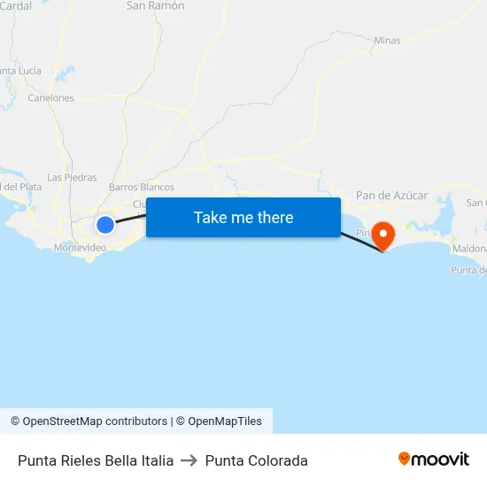 Punta Rieles Bella Italia to Punta Colorada map