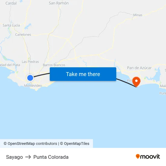 Sayago to Punta Colorada map