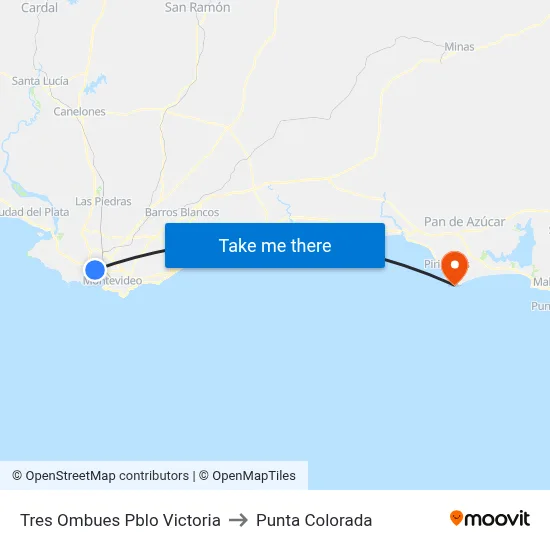 Tres Ombues Pblo Victoria to Punta Colorada map