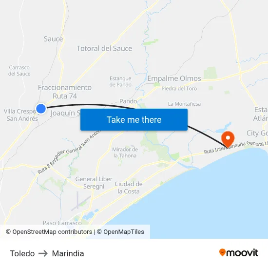 Toledo to Marindia map