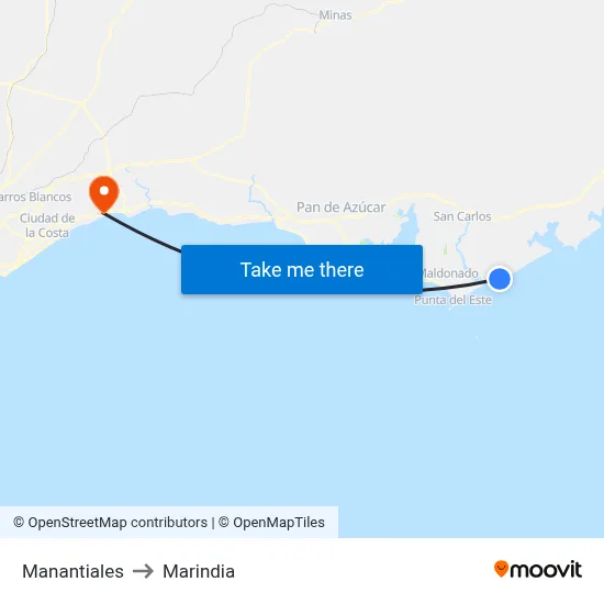 Manantiales to Marindia map