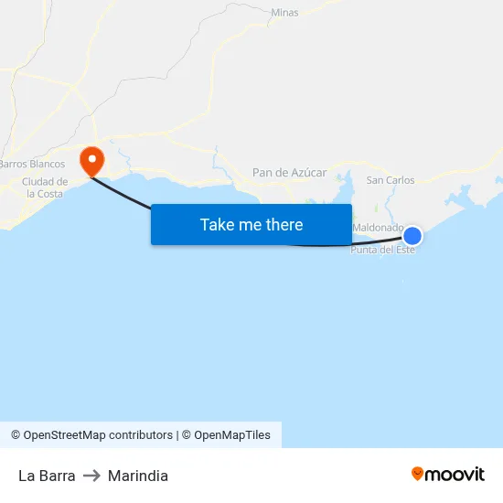 La Barra to Marindia map