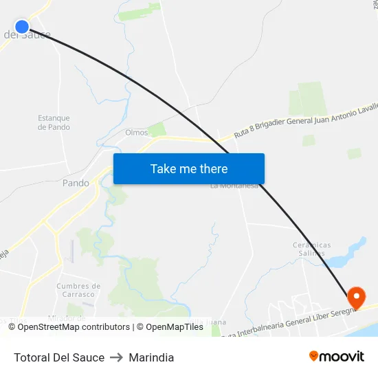 Totoral Del Sauce to Marindia map