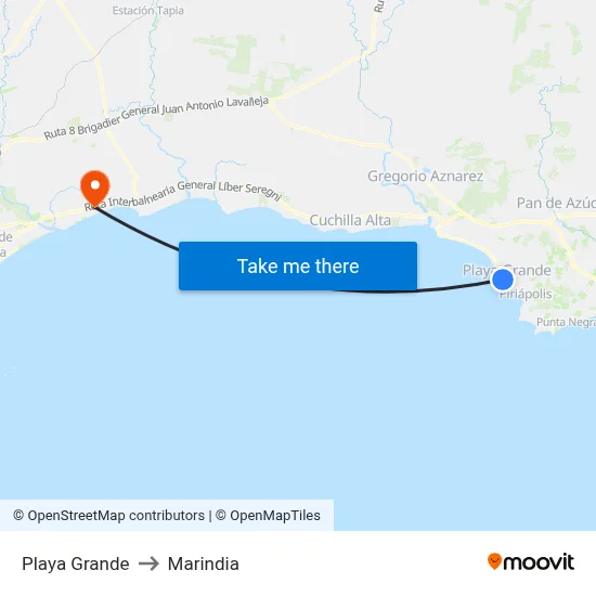 Playa Grande to Marindia map
