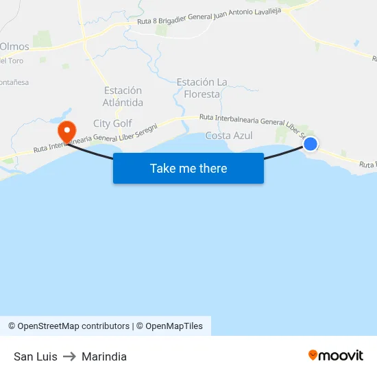 San Luis to Marindia map