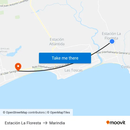 Estación La Floresta to Marindia map