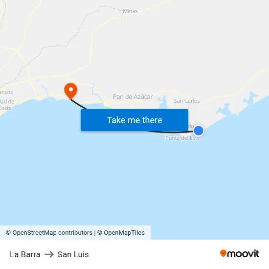 La Barra to San Luis map