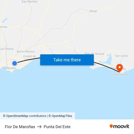 Flor De Maroñas to Punta Del Este map
