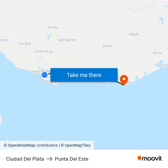Ciudad Del Plata to Punta Del Este map
