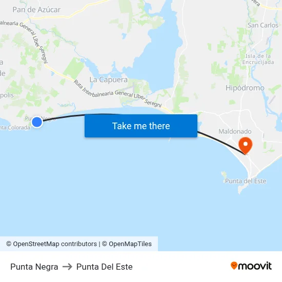 Punta Negra to Punta Del Este map