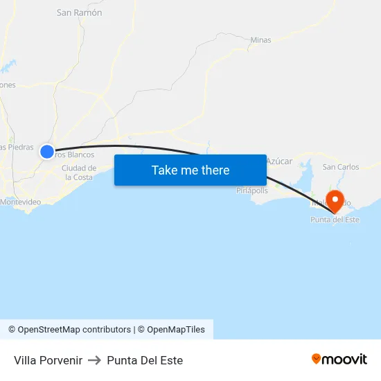 Villa Porvenir to Punta Del Este map