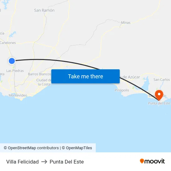 Villa Felicidad to Punta Del Este map