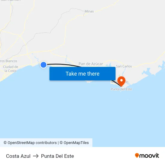 Costa Azul to Punta Del Este map