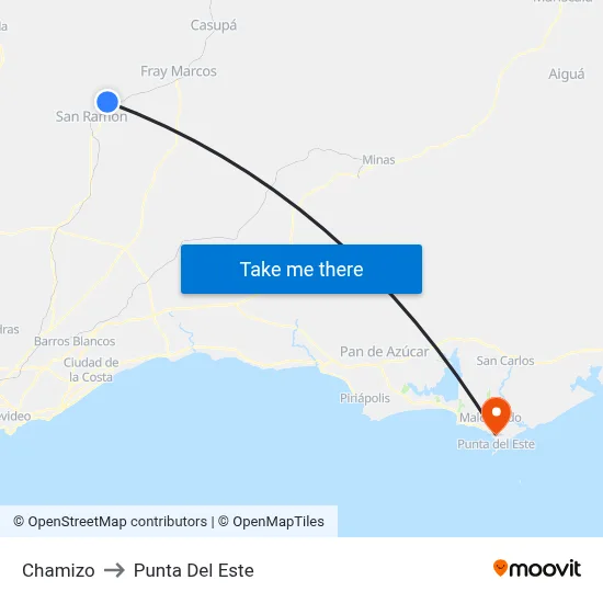 Chamizo to Punta Del Este map