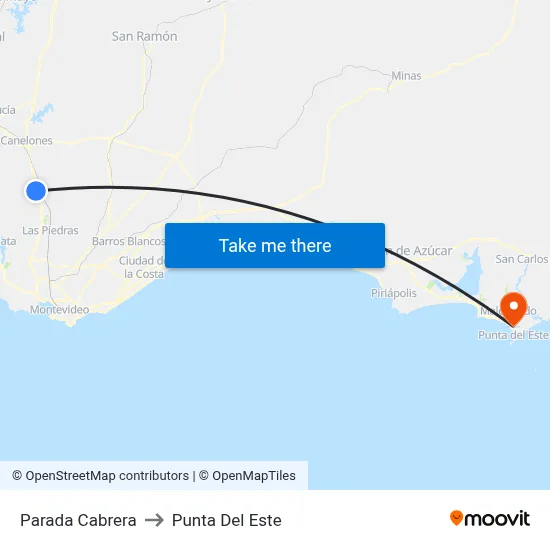 Parada Cabrera to Punta Del Este map