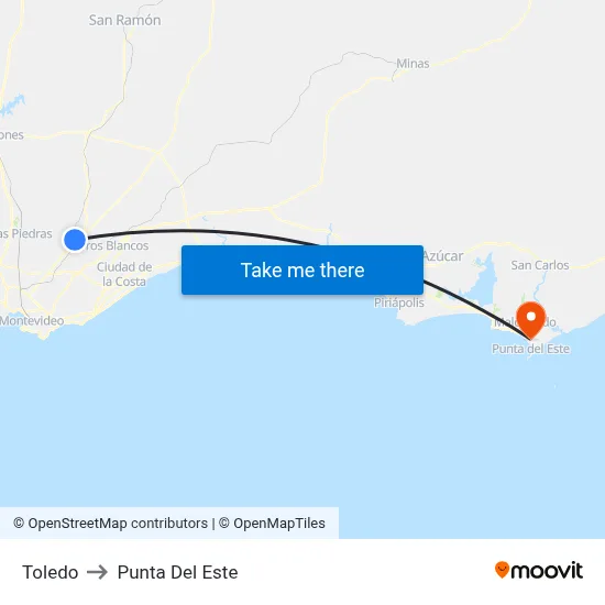 Toledo to Punta Del Este map