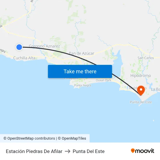 Estación Piedras De Afilar to Punta Del Este map