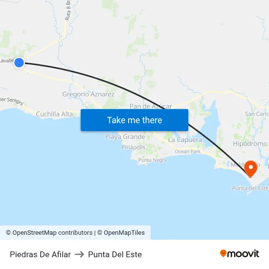 Piedras De Afilar to Punta Del Este map