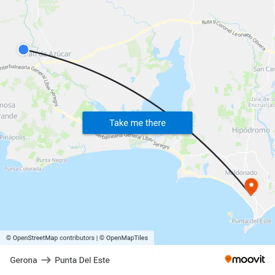 Gerona to Punta Del Este map