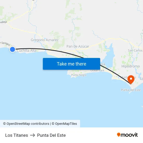 Los Titanes to Punta Del Este map