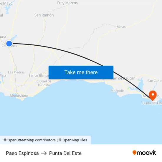Paso Espinosa to Punta Del Este map
