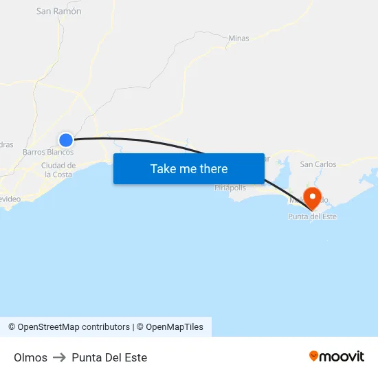 Olmos to Punta Del Este map