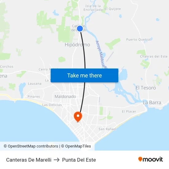 Canteras De Marelli to Punta Del Este map