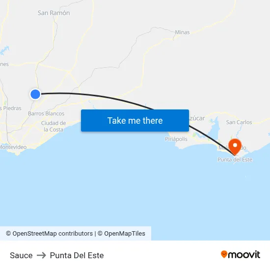 Sauce to Punta Del Este map