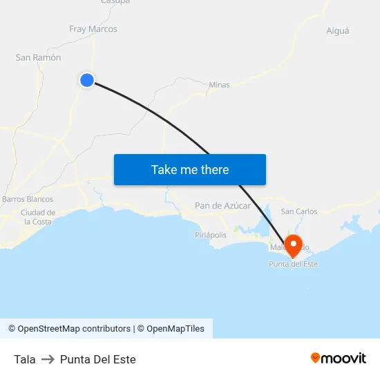 Tala to Punta Del Este map