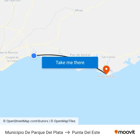 Municipio De Parque Del Plata to Punta Del Este map