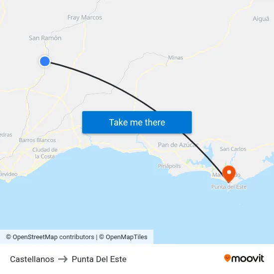 Castellanos to Punta Del Este map