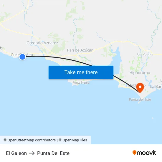 El Galeón to Punta Del Este map