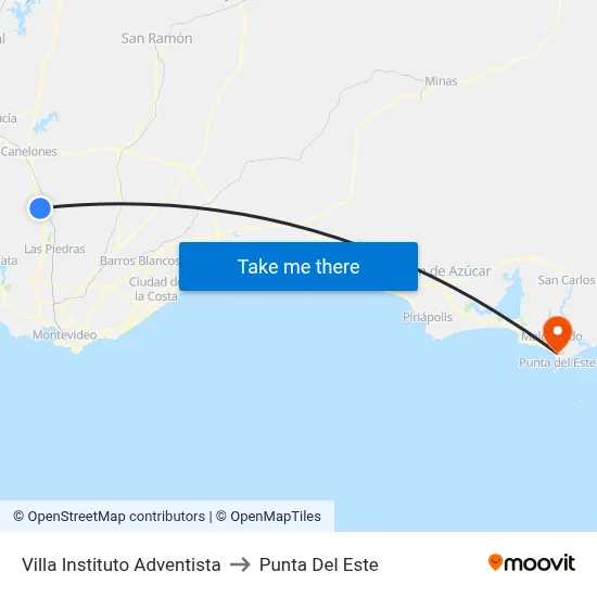 Villa Instituto Adventista to Punta Del Este map