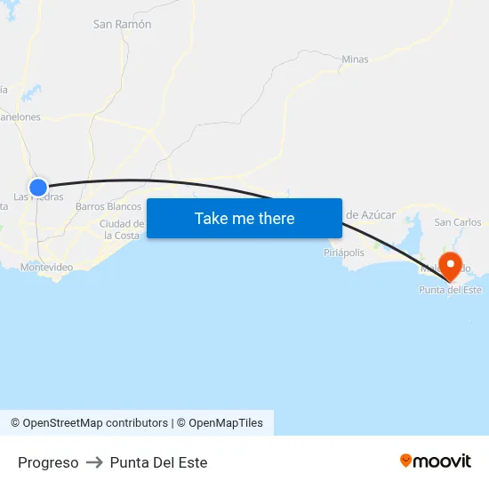Progreso to Punta Del Este map