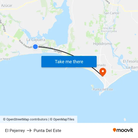 El Pejerrey to Punta Del Este map