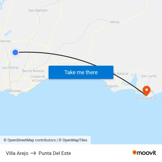 Villa Arejo to Punta Del Este map
