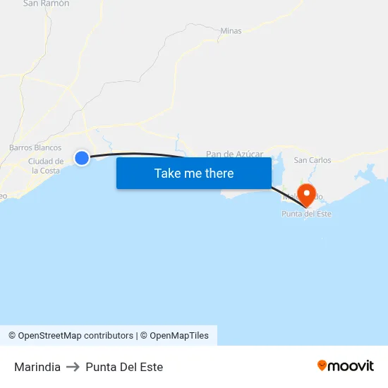Marindia to Punta Del Este map