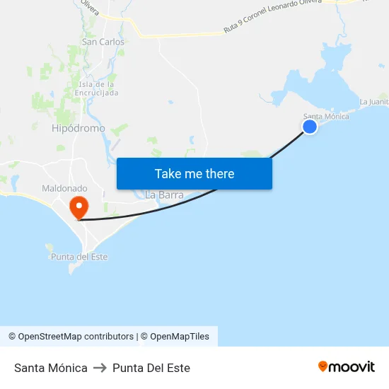 Santa Mónica to Punta Del Este map
