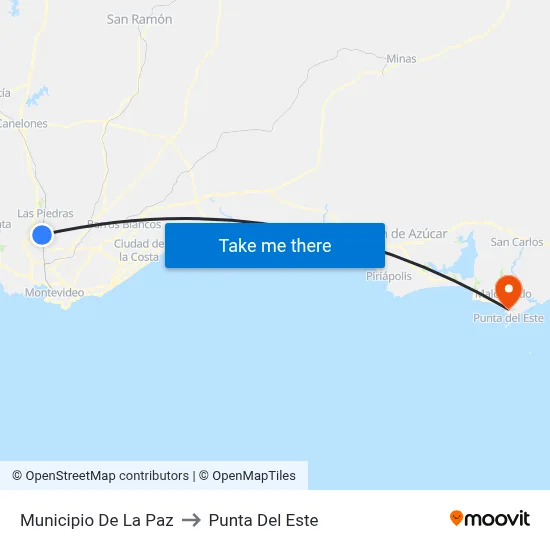 Municipio De La Paz to Punta Del Este map