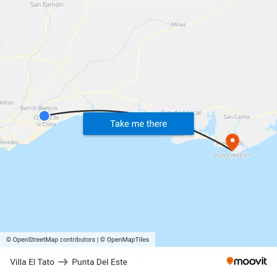 Villa El Tato to Punta Del Este map