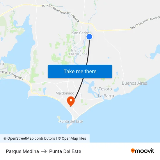Parque Medina to Punta Del Este map