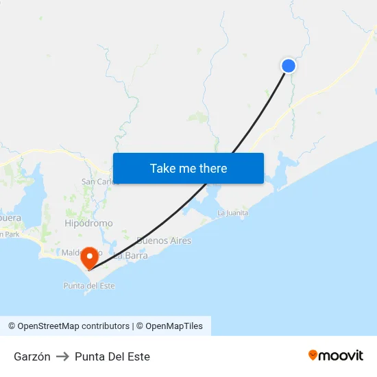 Garzón to Punta Del Este map