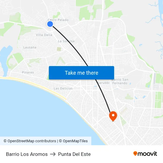Barrio Los Aromos to Punta Del Este map