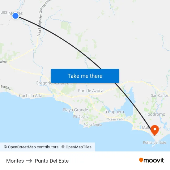 Montes to Punta Del Este map